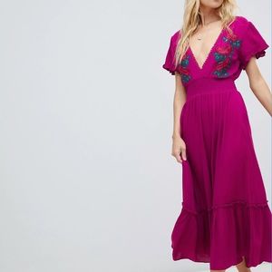 Cleobella floral embroidered midi dress